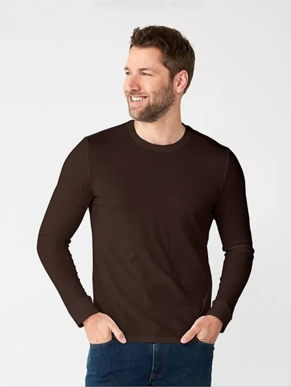 Mens Supersoft Long Sleeve Crewneck Tee - Size 2XL Brown 🆕 Sonoma 🔥